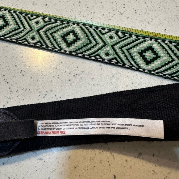 NWOT Free People Moving To Mars Cotton Leather Aztec Print Belt Green Size XS/S - Picture 11 of 12